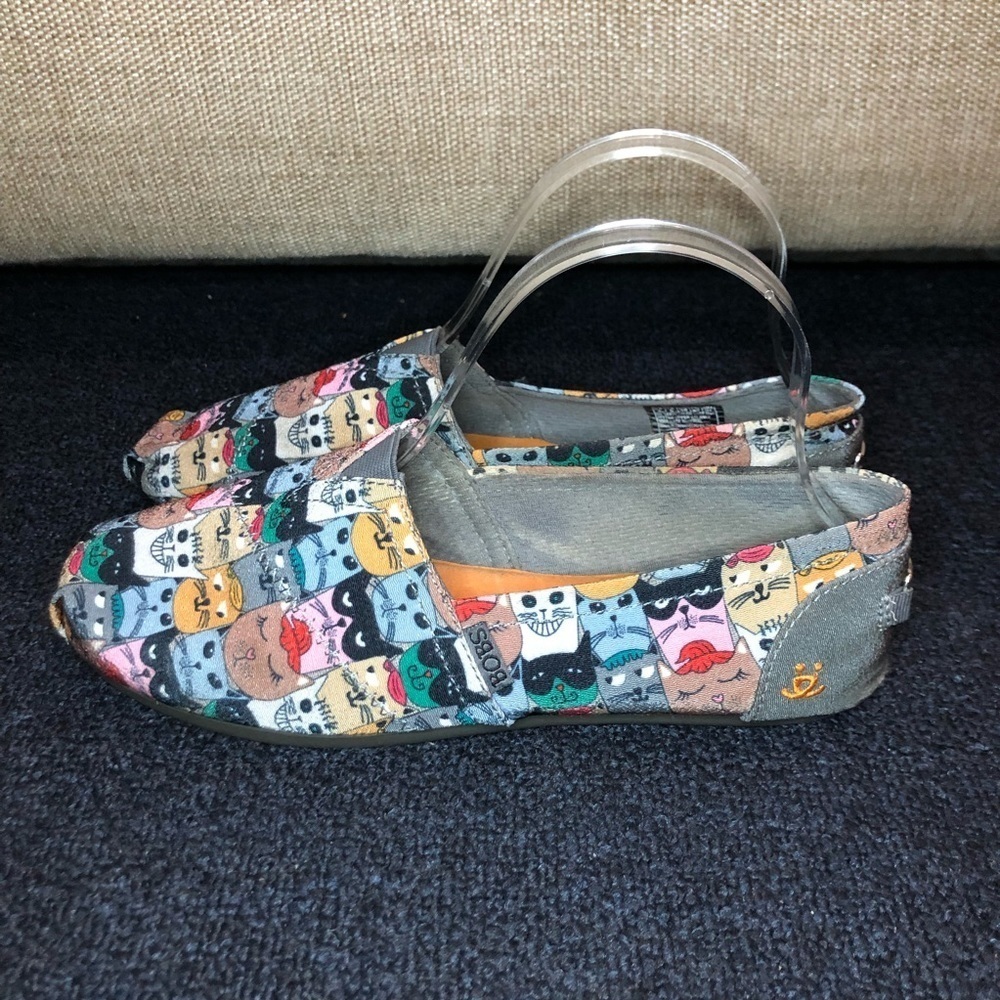 Bobs From Sketchers Memory Foam Gray Cat Print Sl… - image 5